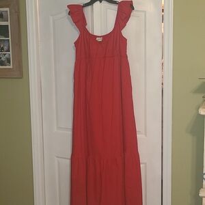 Universal Thread Red Maxi Dress with Ruffle Sleeves